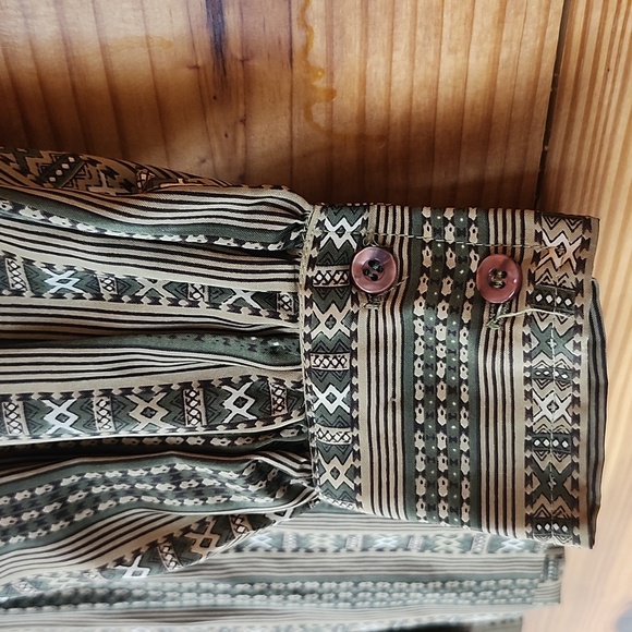 Vintage Neiman Marcus Retro Blouse Size 6 Geometric Stripe Button Down W/ Scarf - Picture 5 of 8